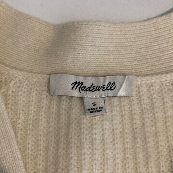 Madewell Sweater Womens S Small Beige Merino Wool Blend Lyle Rib Henley Pullover - Picture 7 of 11